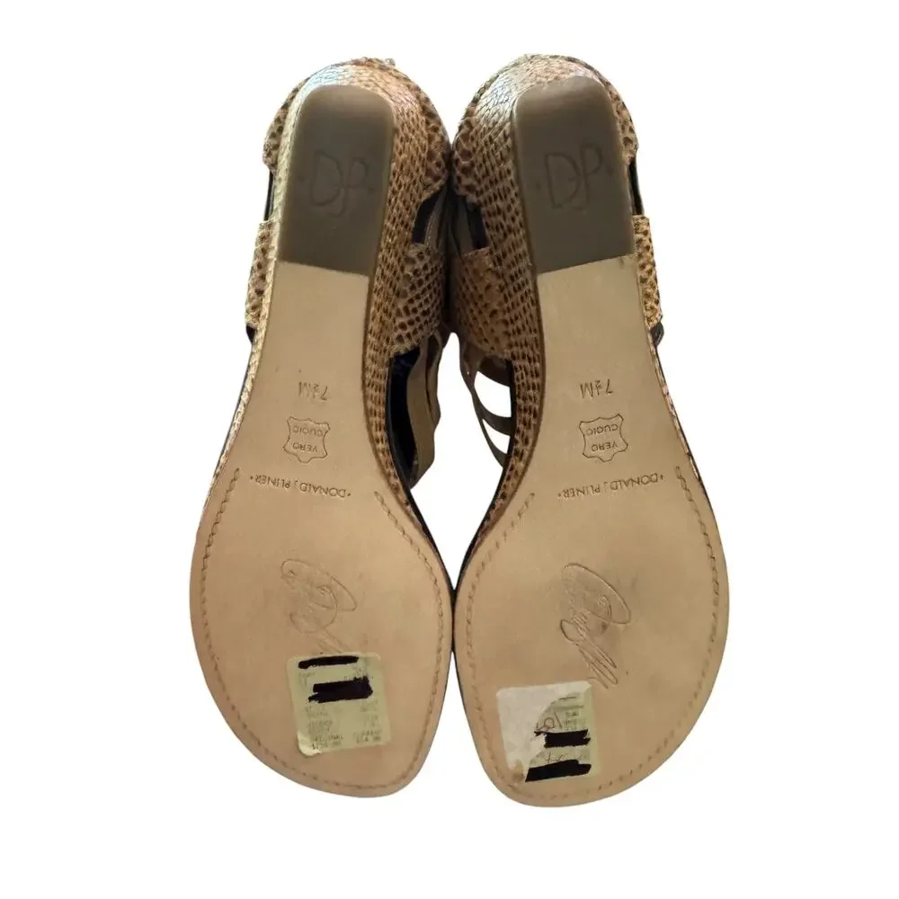 Donald J Pliner Deena-UF Snake Embossed Cork Sandals Natural 7.5 NIB